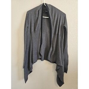 Simply Vera Wang Gray Open Front Waterfall Cardigan Office Siren Business Casual